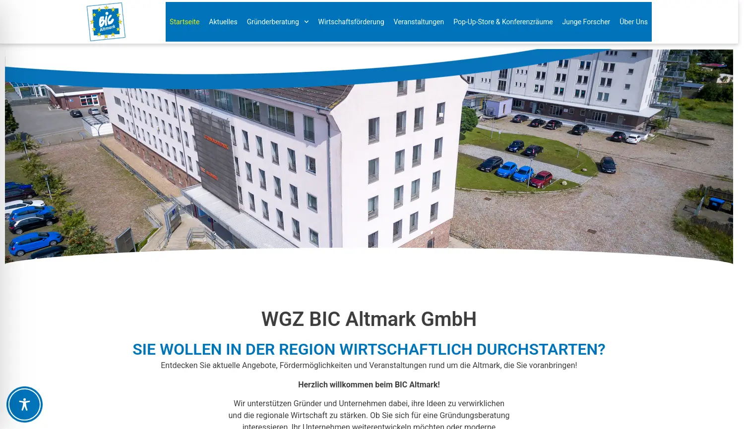 Website der Firma WGZ BIC Altmark GmbH