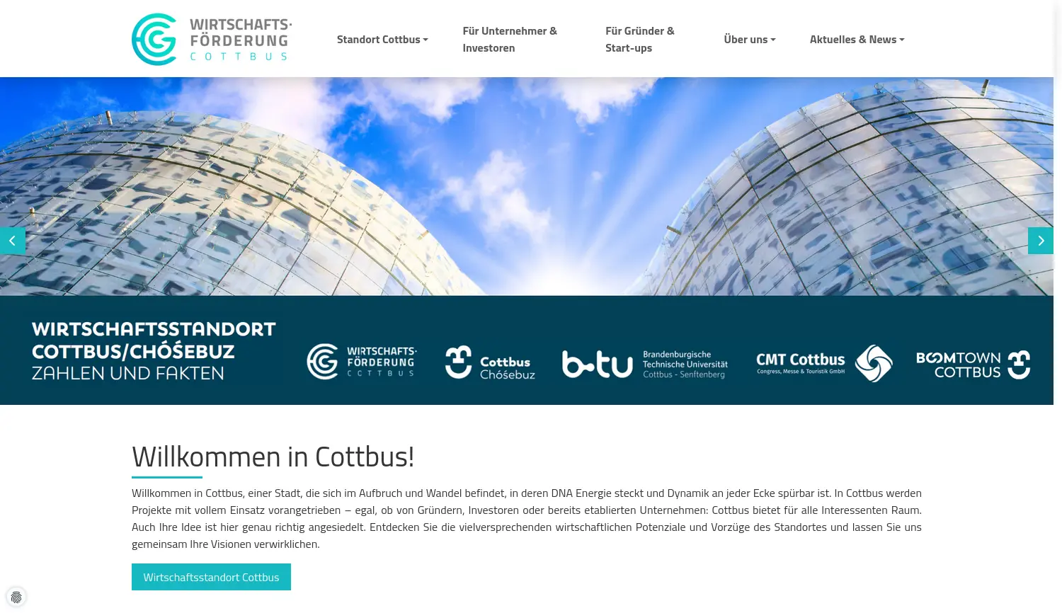 Website der Firma EGC Entwicklungsgesellschaft Cottbus mbH