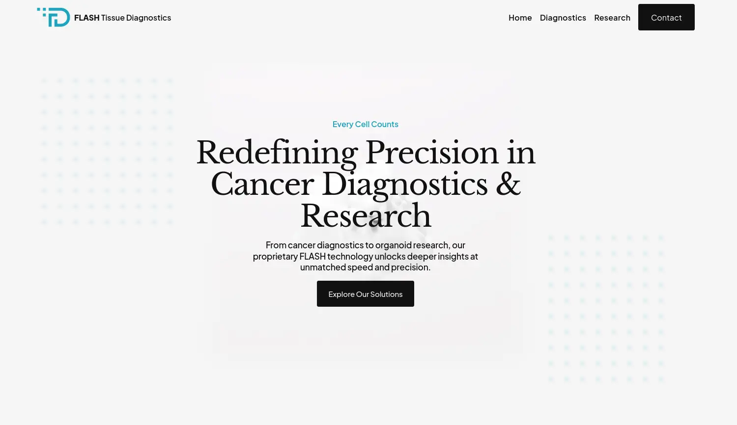 Website der Firma FLASH Tissue Diagnostics