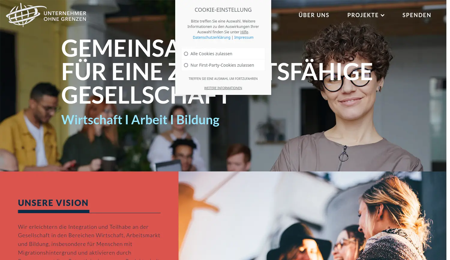 Website der Firma Unternehmer ohne Grenzen e.V.