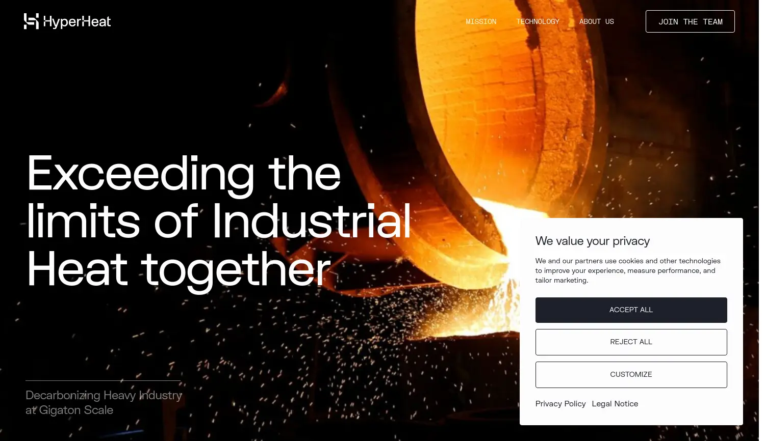 Website der Firma HyperHeat