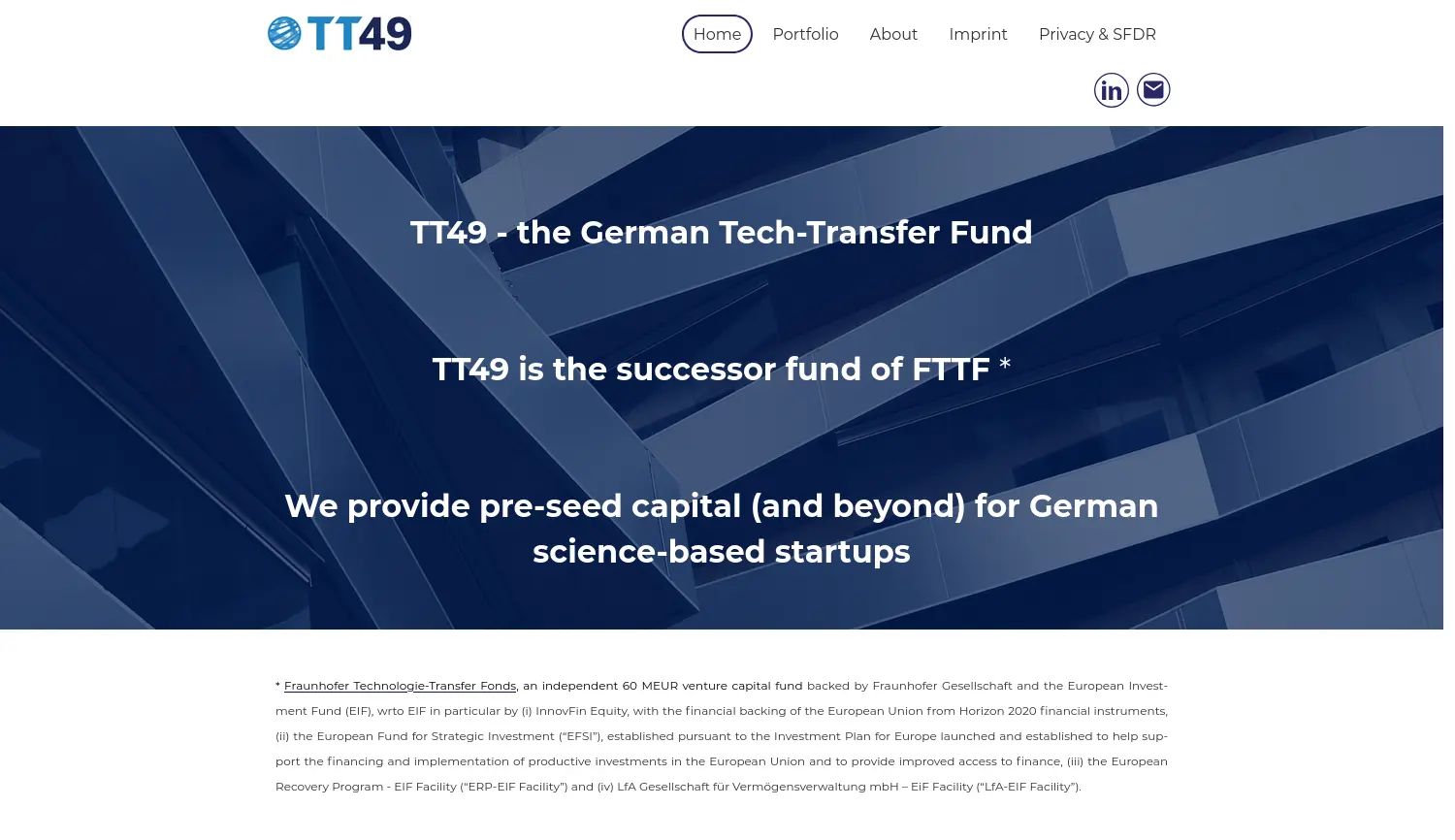 Website der Firma TT49 Management GmbH