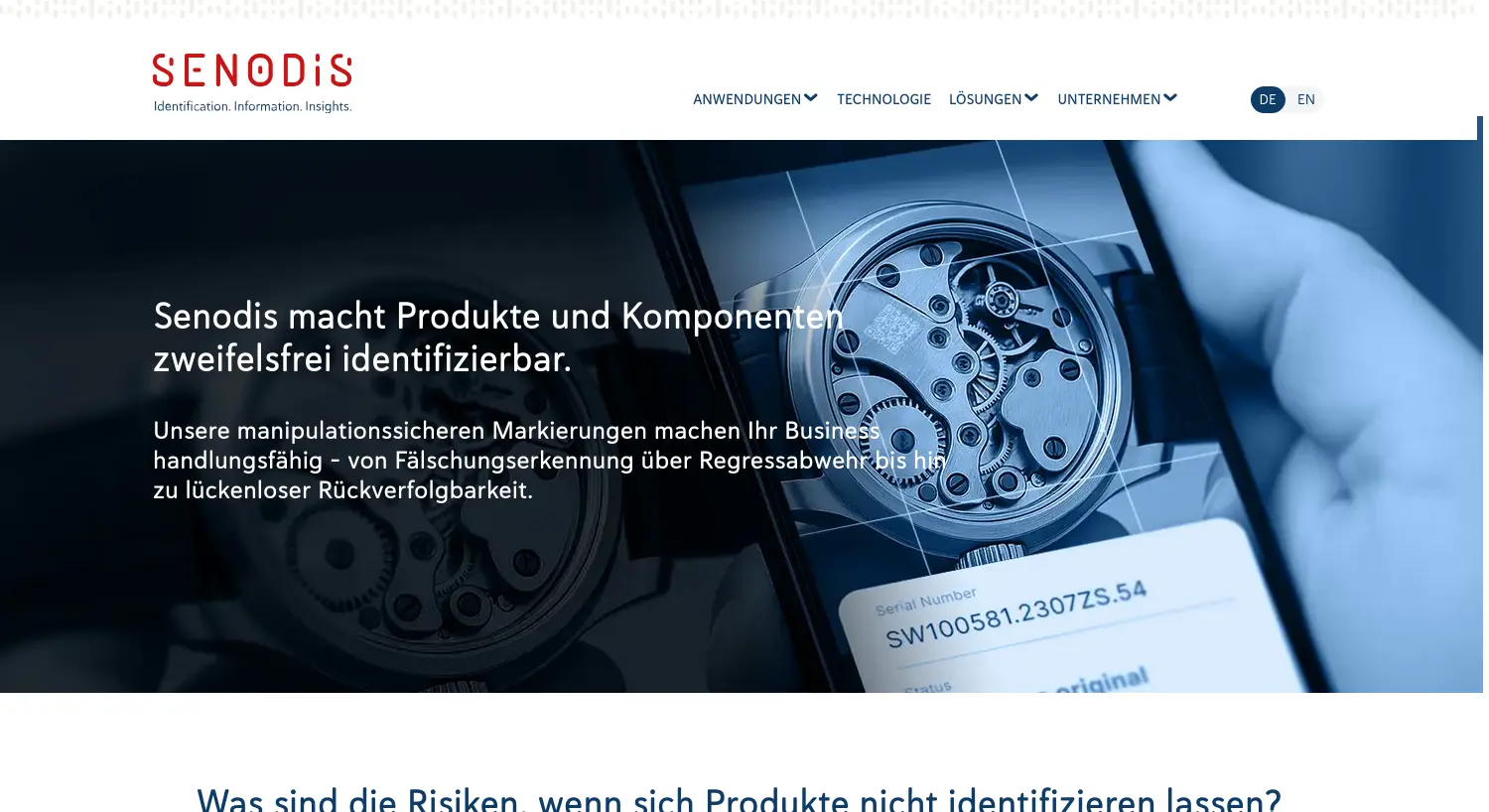 Website der Firma Senodis Technologies GmbH