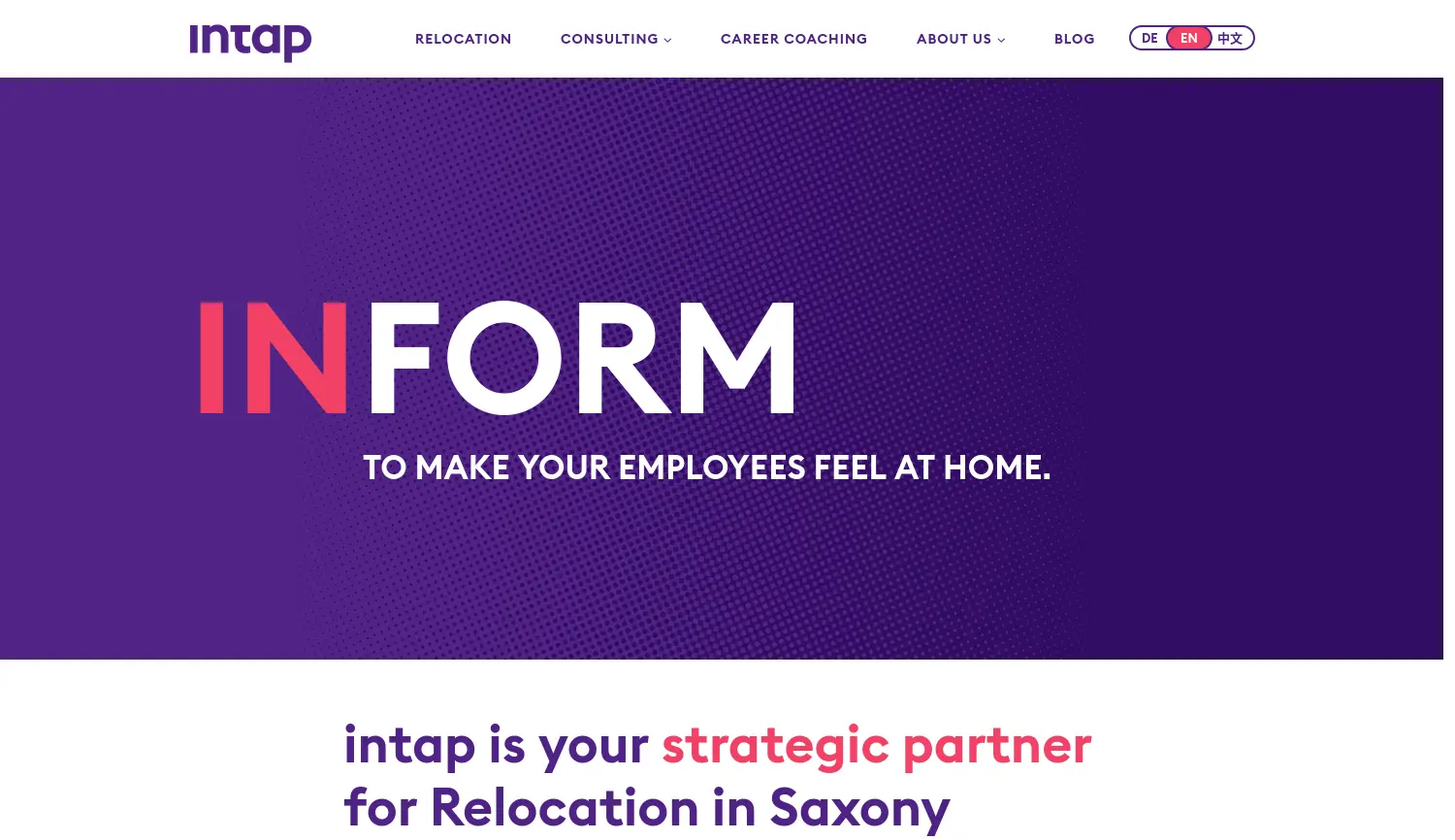 Website der Firma intap network GmbH