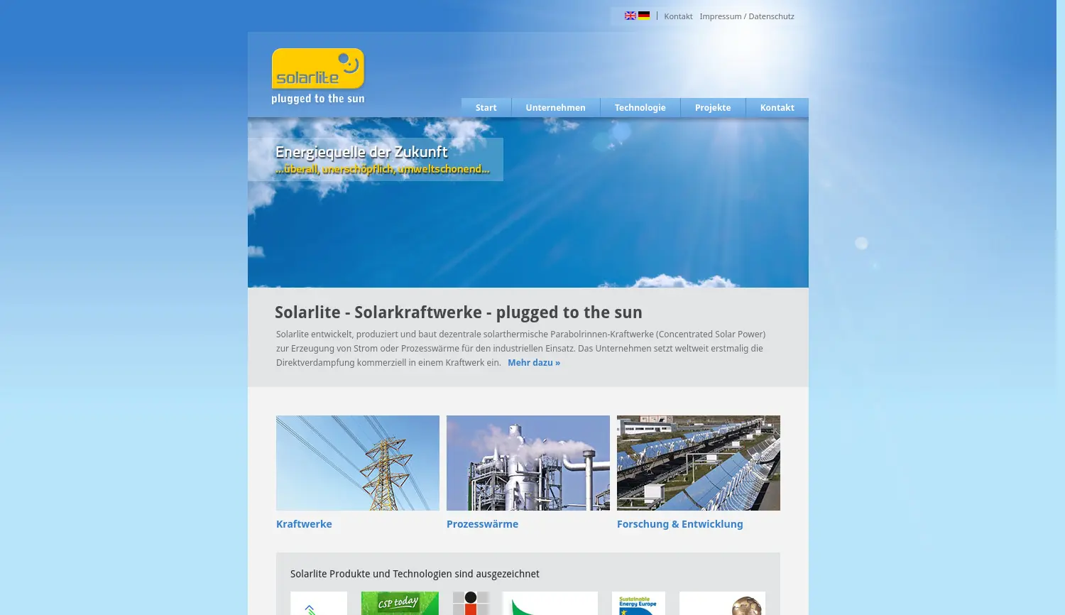 Website der Firma Solarlite Beteiligungs UG