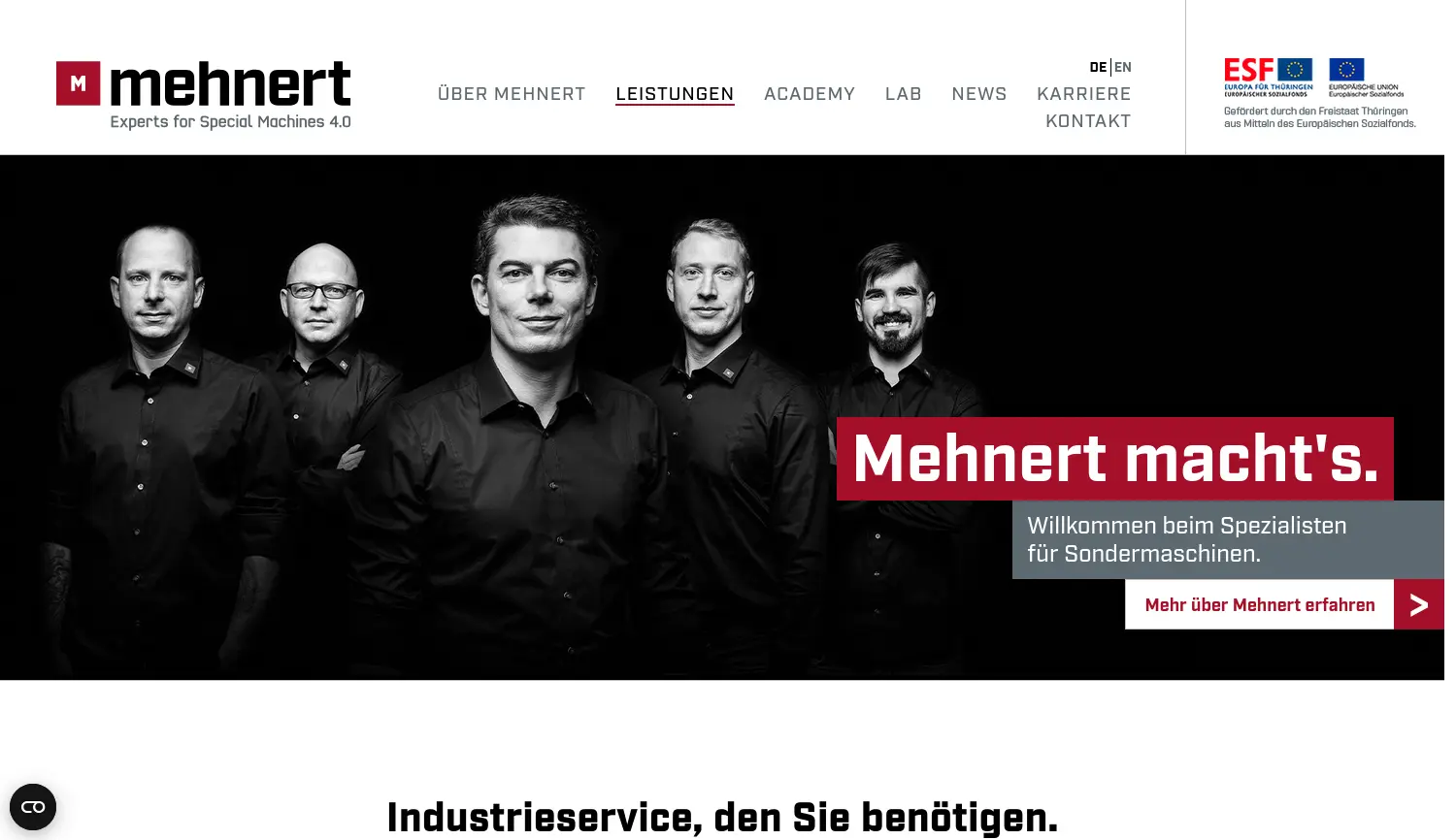 Website der Firma mehnert GmbH