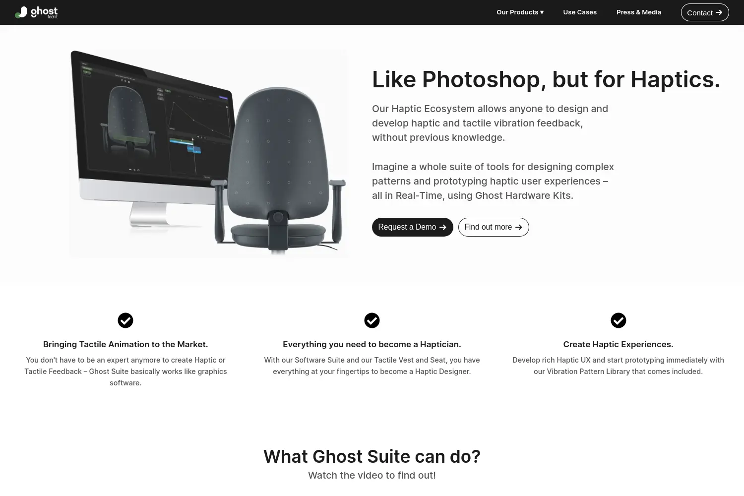 Website der Firma GHOST - feel it. GmbH