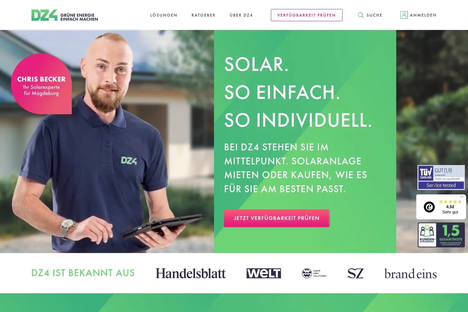 Website der Firma DZ-4 GmbH