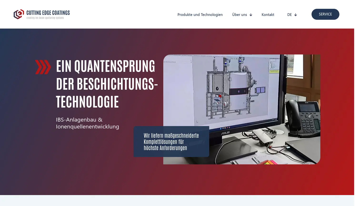 Website der Firma Cutting Edge Coatings GmbH
