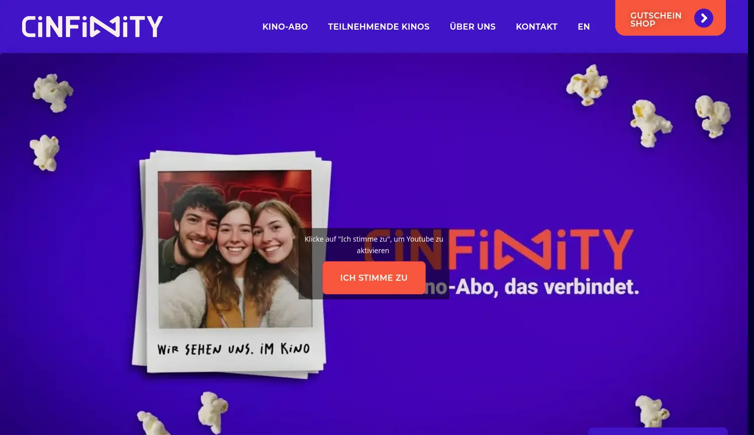 Website der Firma Cinfinity GmbH