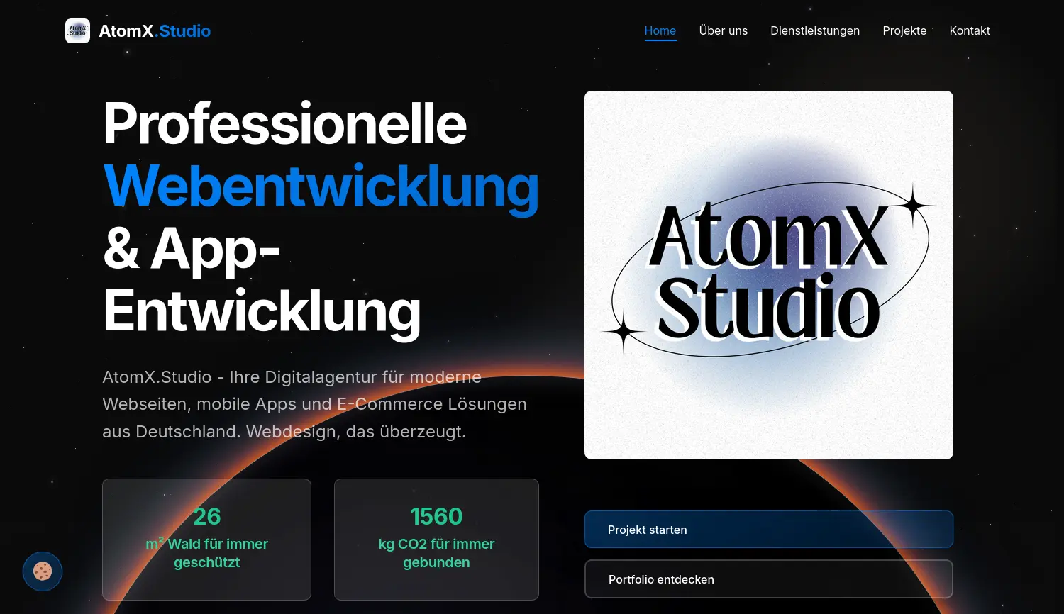 Website der Firma AtomX.Studio
