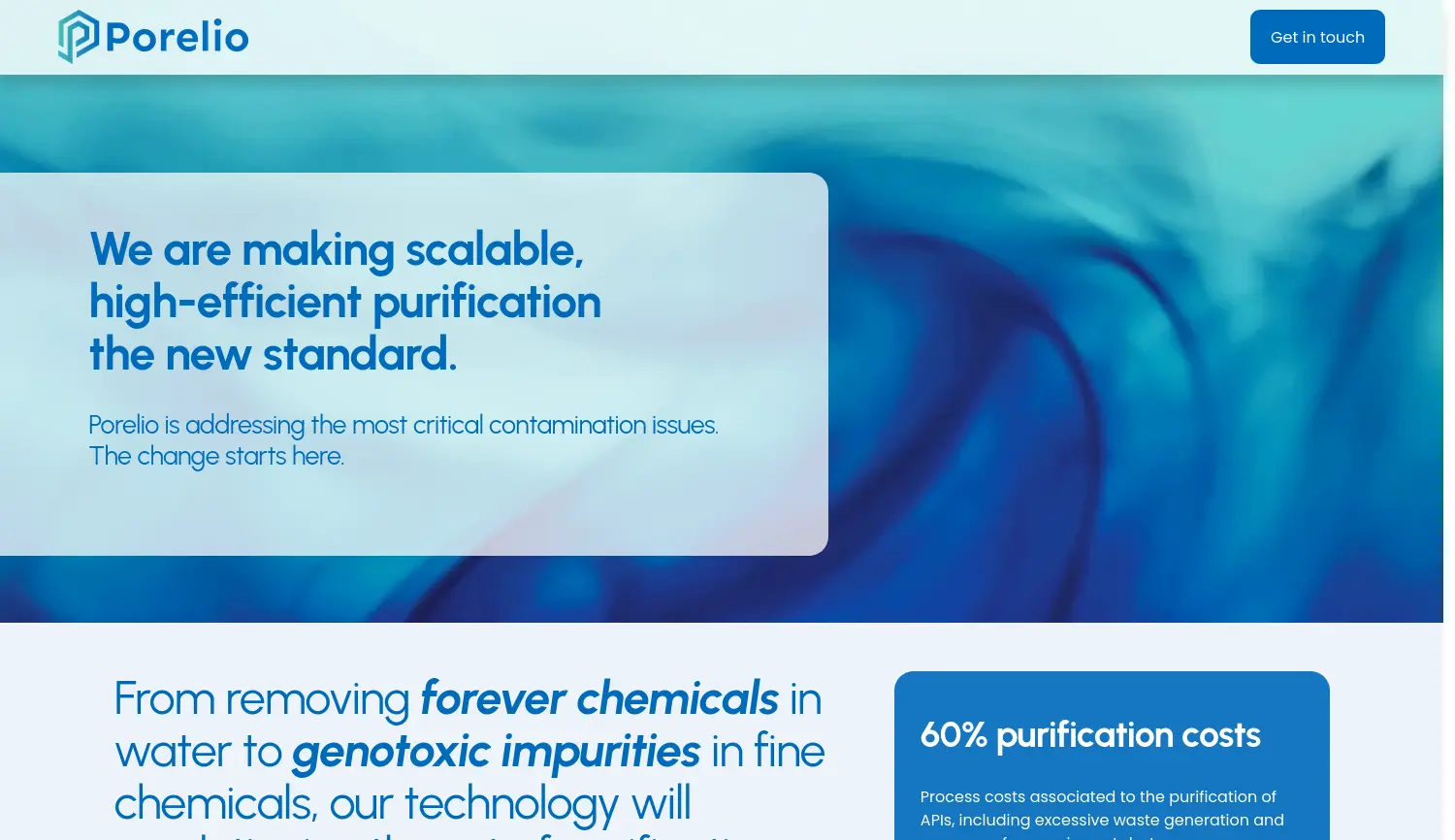 Website der Firma Porelio GmbH