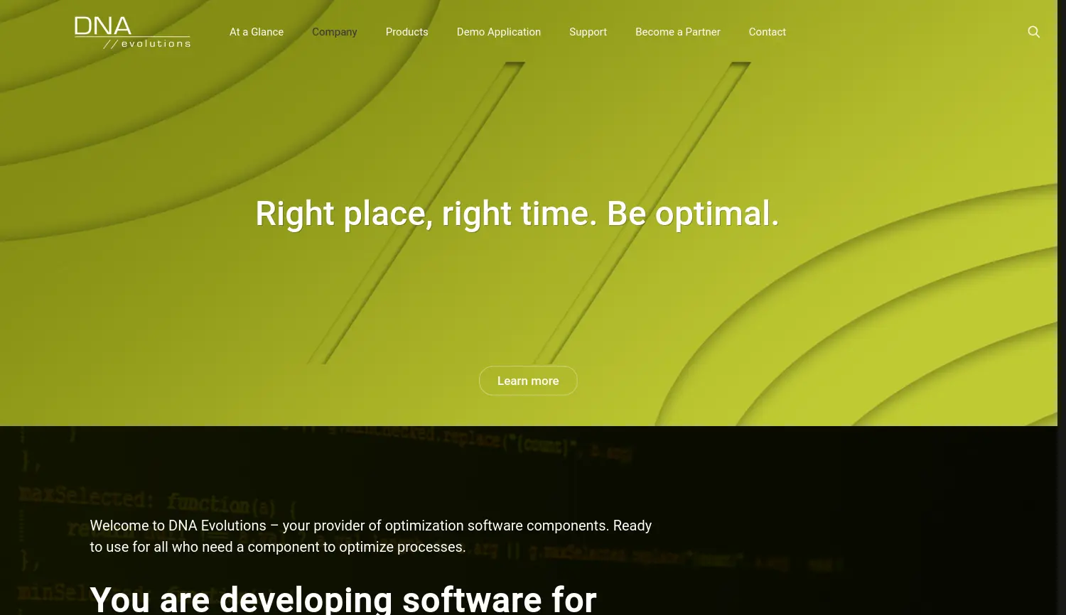 Website der Firma DNA Evolutions GmbH