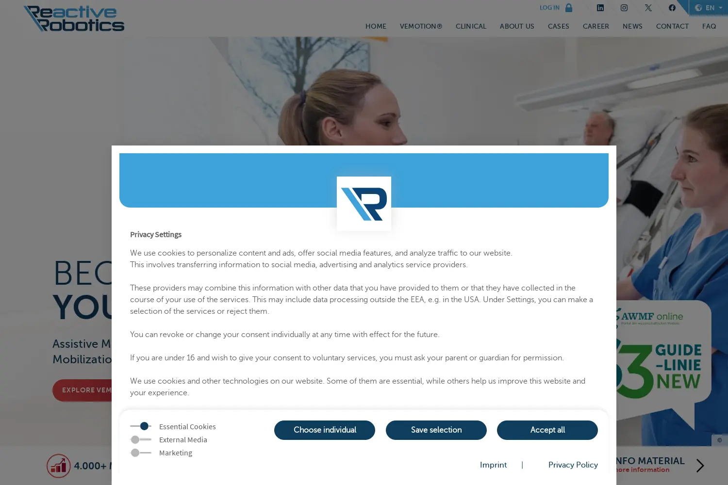 Website der Firma ReActive Robotics GmbH