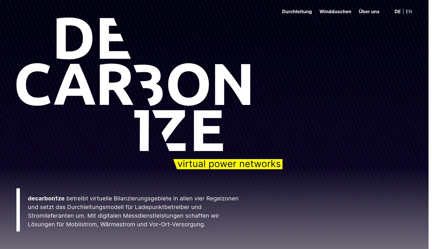 Website der Firma decarbon1ze GmbH