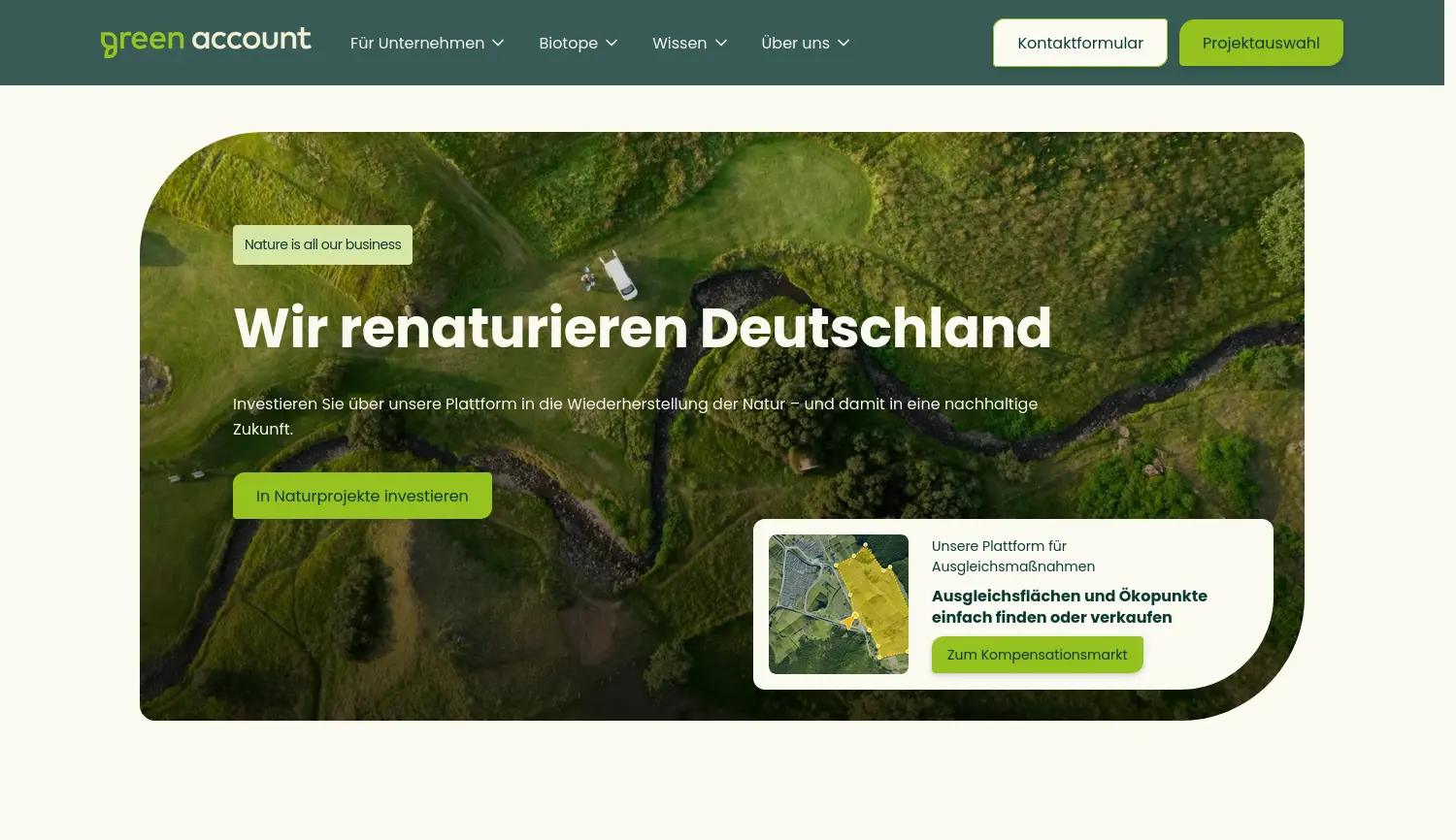 Website der Firma green account GmbH