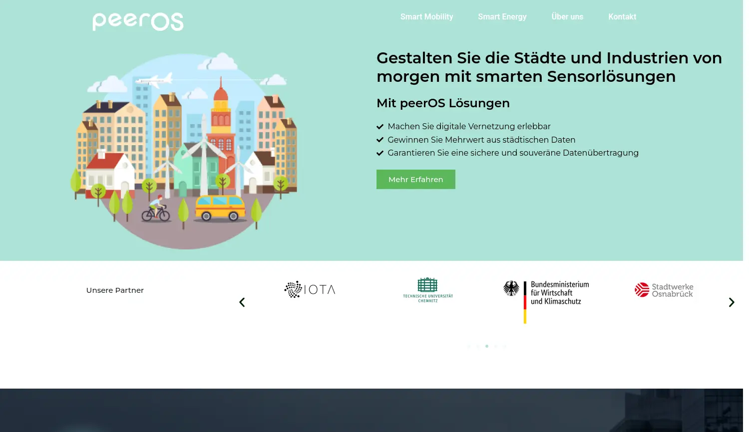 Website der Firma peerOS GmbH