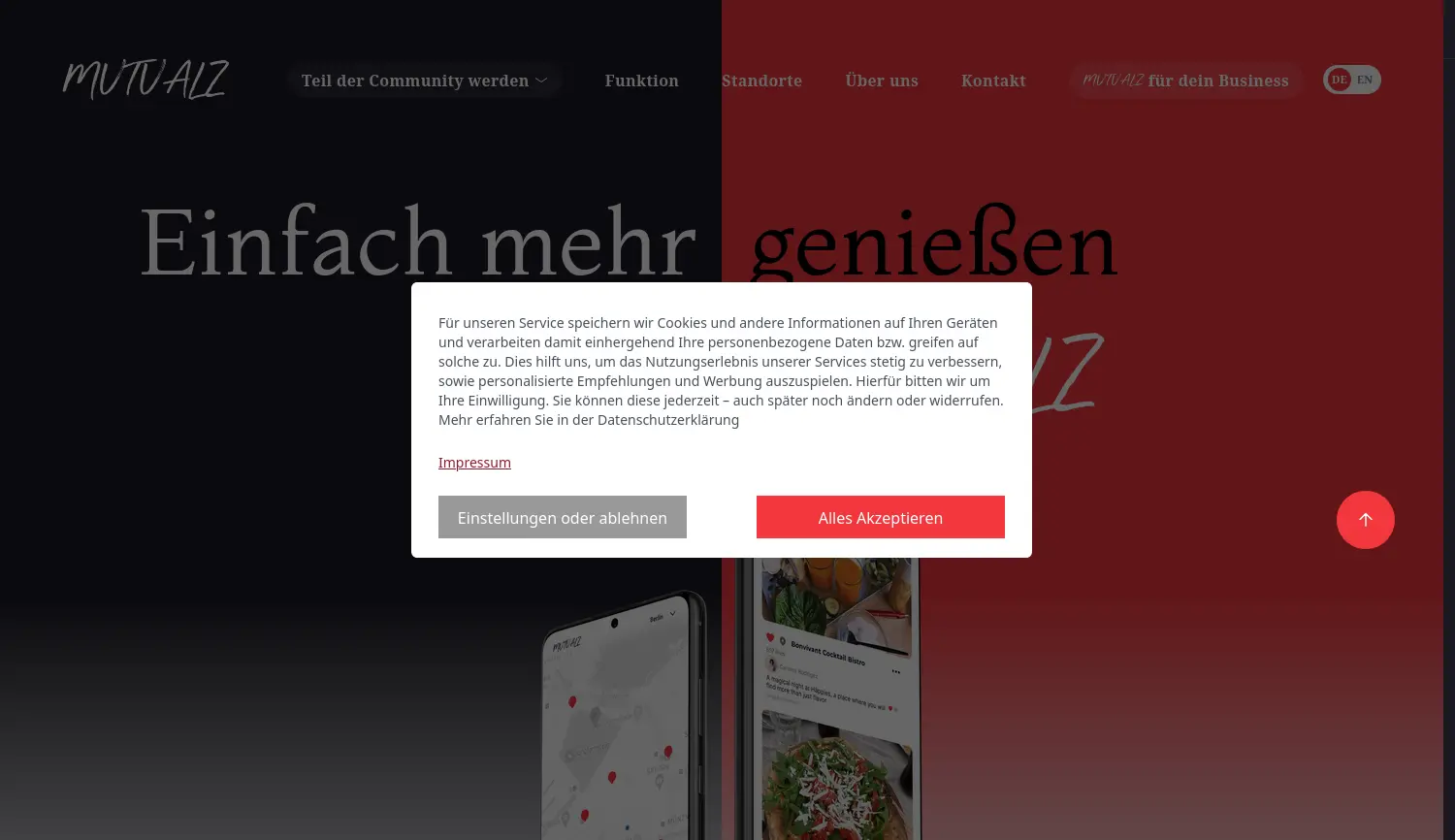 Website der Firma MUTUALZ GmbH