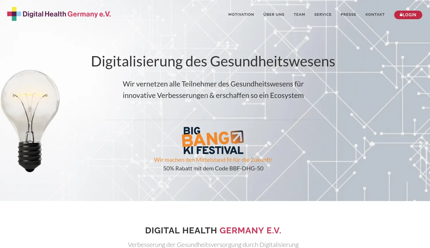 Website der Firma Digital Health Germany e.V.
