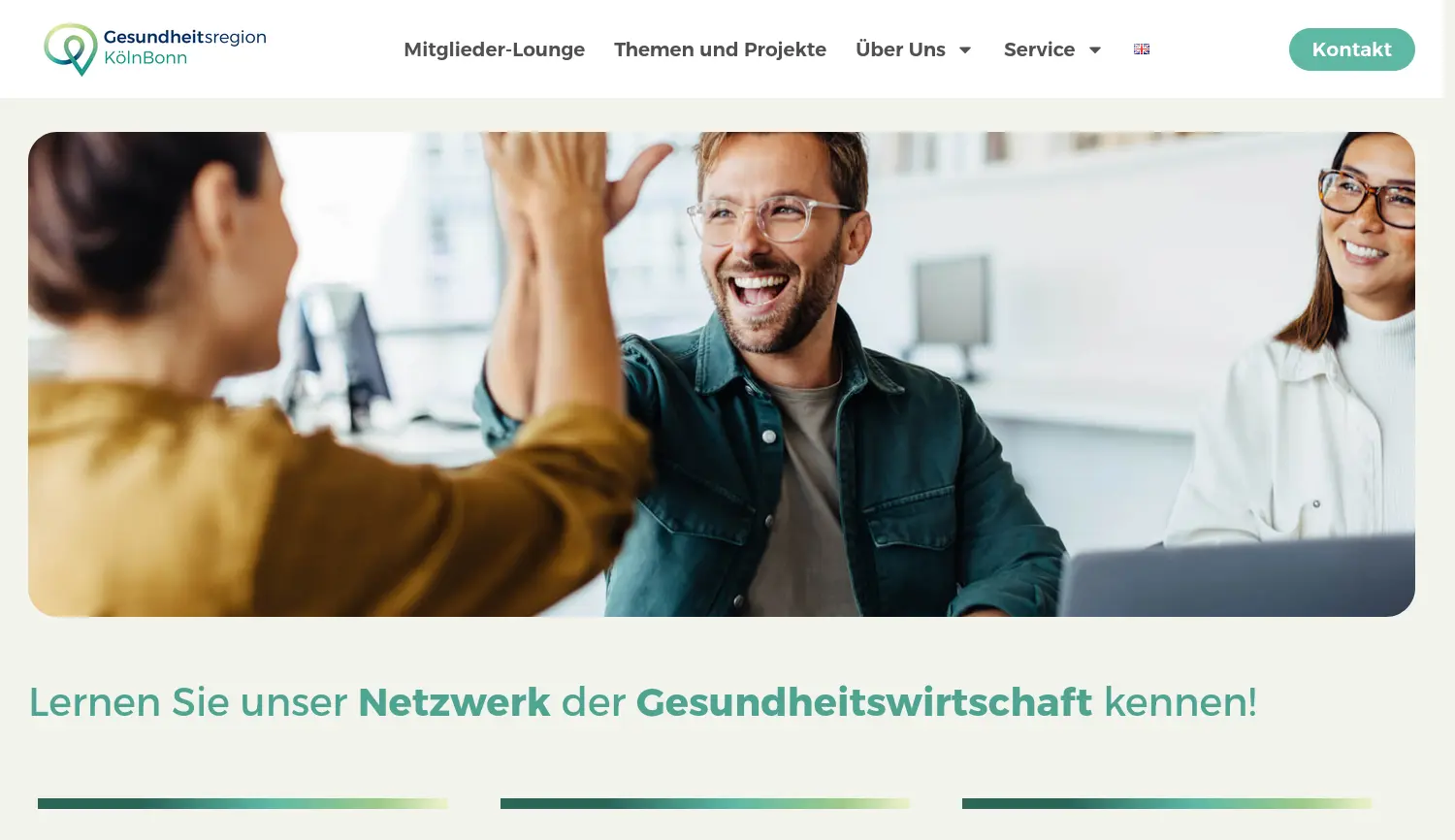 Website der Firma Gesundheitsregion KölnBonn e.V.