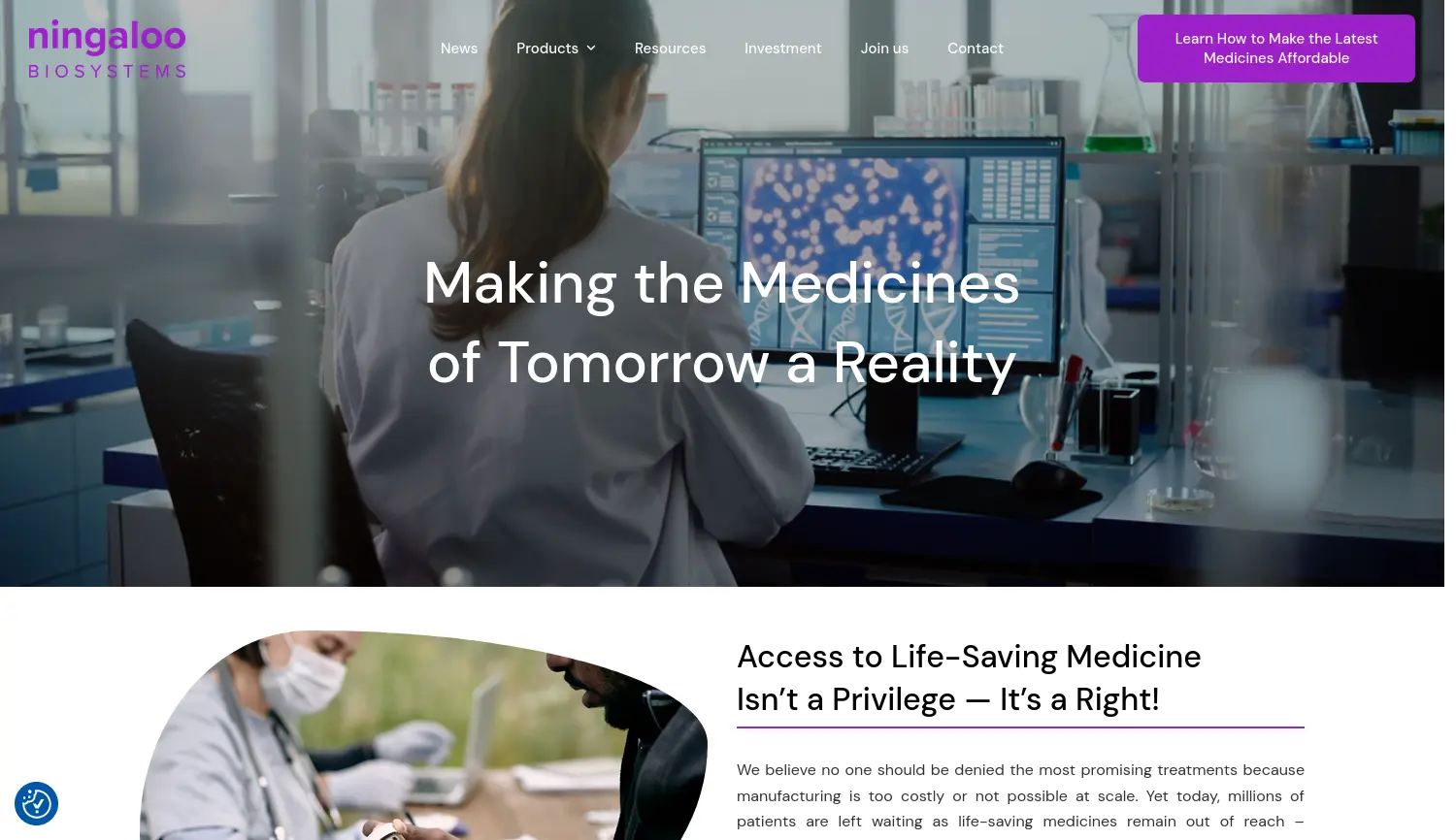 Website der Firma Ningaloo Biosystems GmbH