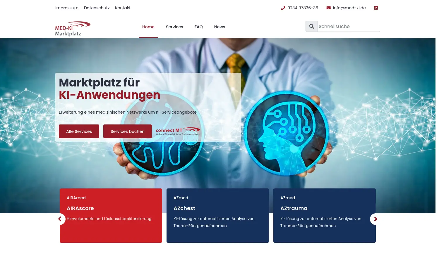 Website der Firma MedEcon Telemedizin GmbH