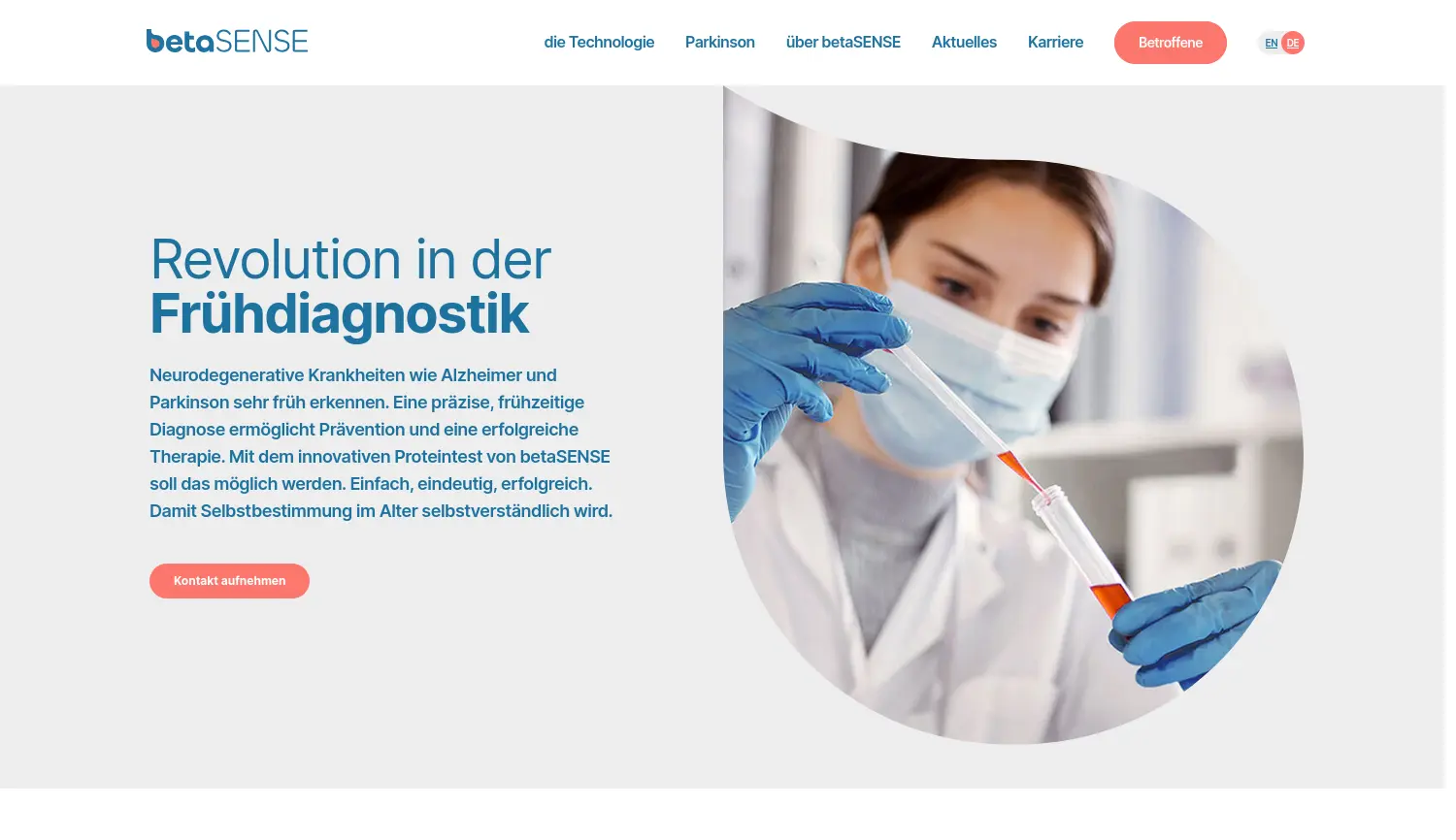 Website der Firma betaSENSE GmbH