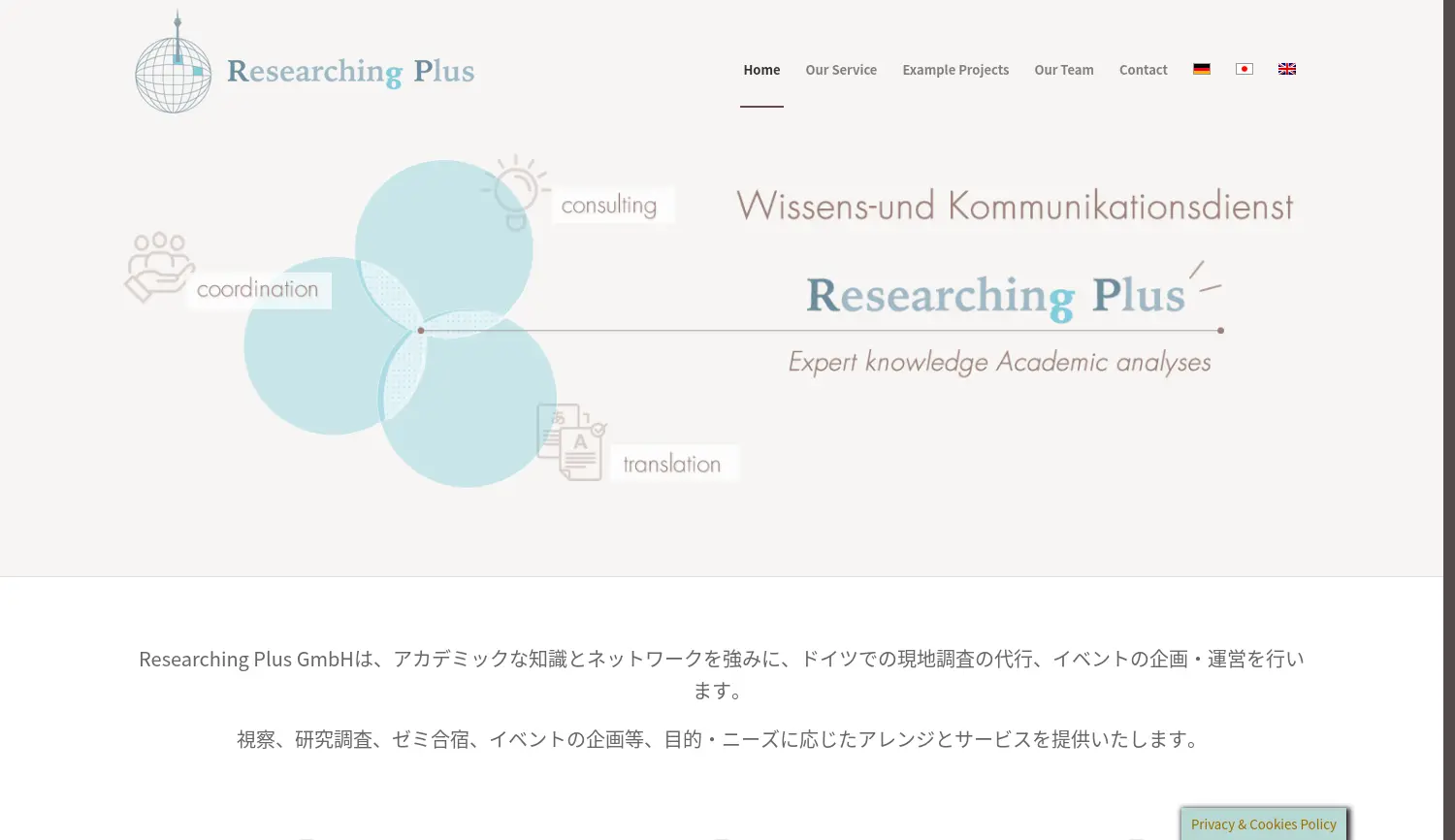 Website der Firma Researching Plus GmbH