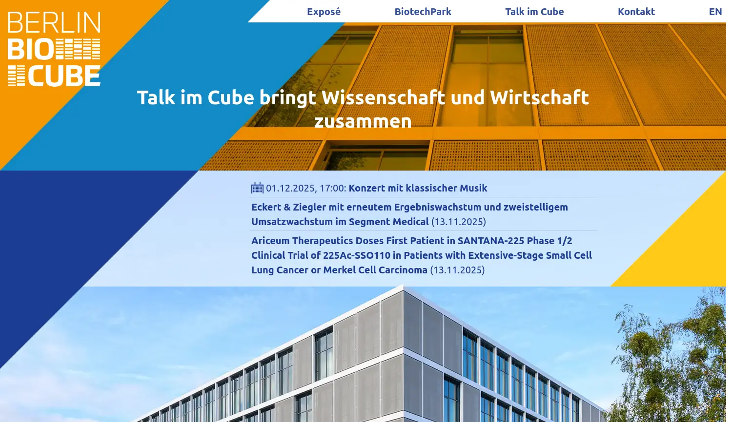 Website der Firma Campus Berlin-Buch GmbH