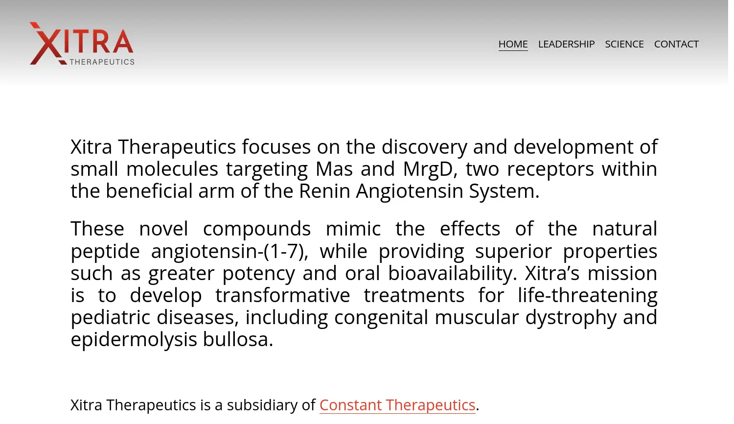 Website der Firma Xitra Therapeutics GmbH