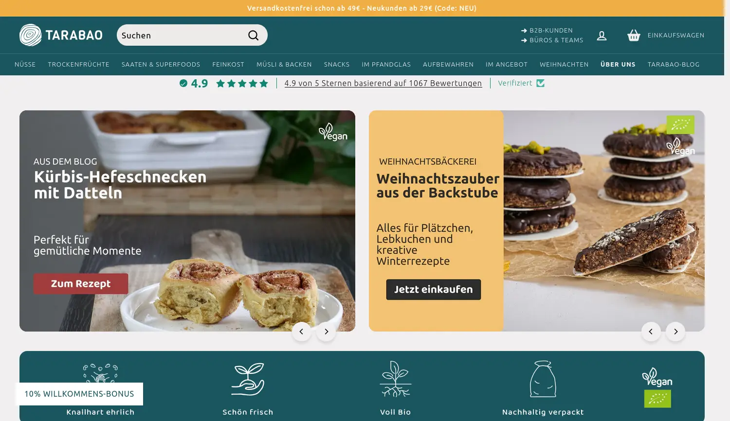 Website der Firma TARABAO