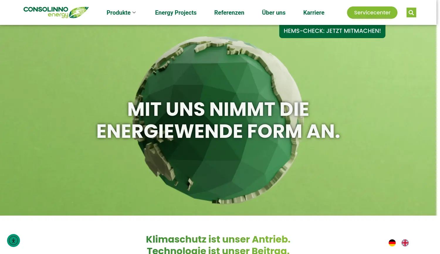 Website der Firma Consolinno Energy GmbH