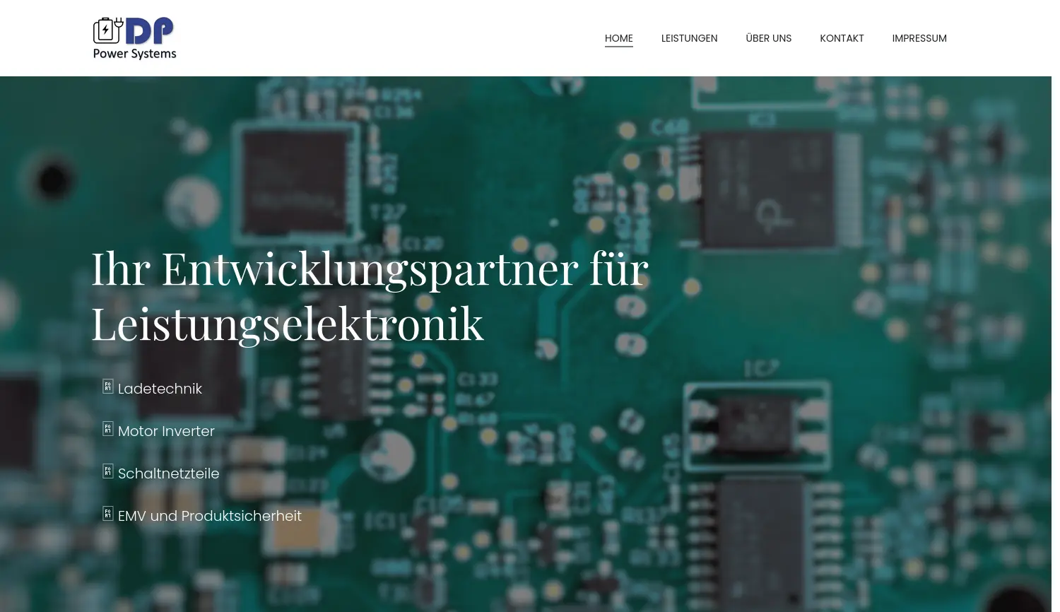 Website der Firma DP Power Systems GmbH