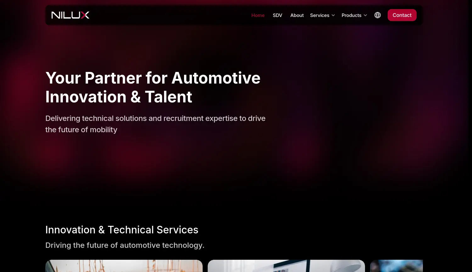 Website der Firma Nilux GmbH