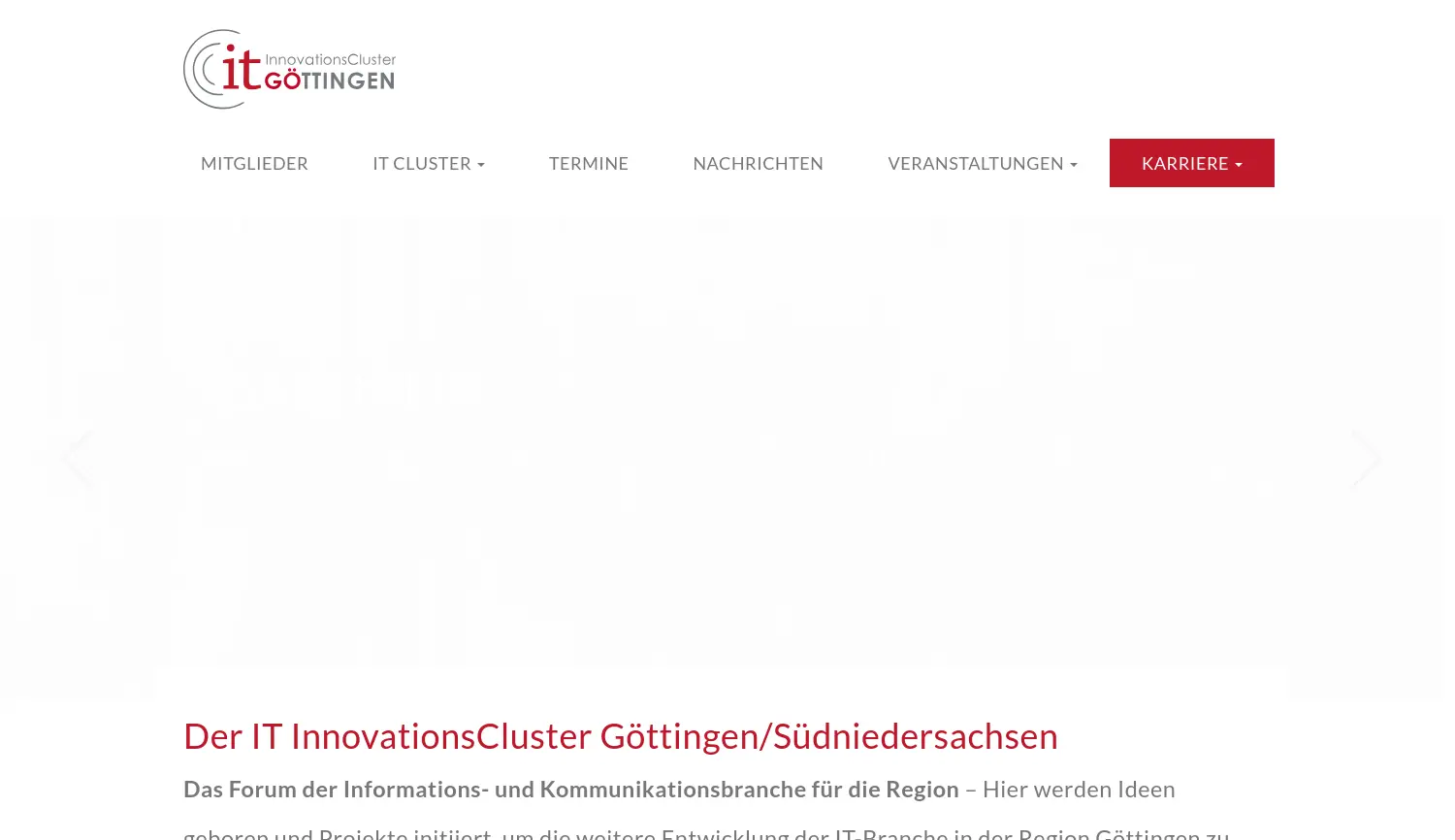 Website der Firma IT InnovationsCluster Göttingen / Südniedersachsen