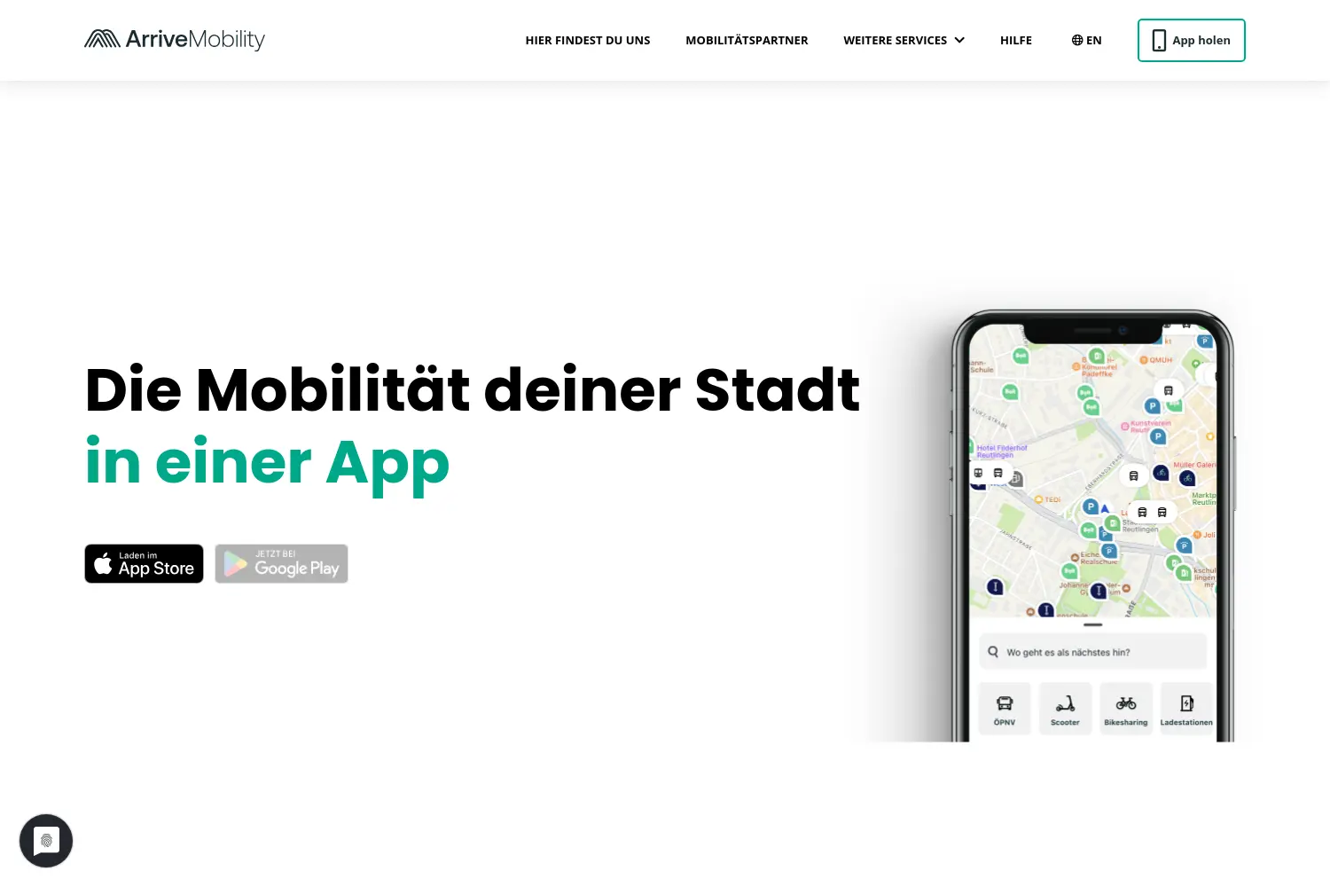 Website der Firma Arrive Mobility UG (haftungsbeschränkt)