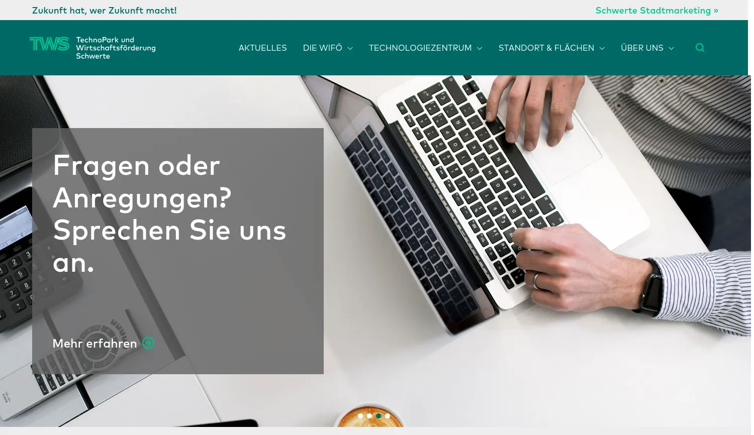 Website der Firma TechnoPark und Wirtschaftsförderung Schwerte GmbH