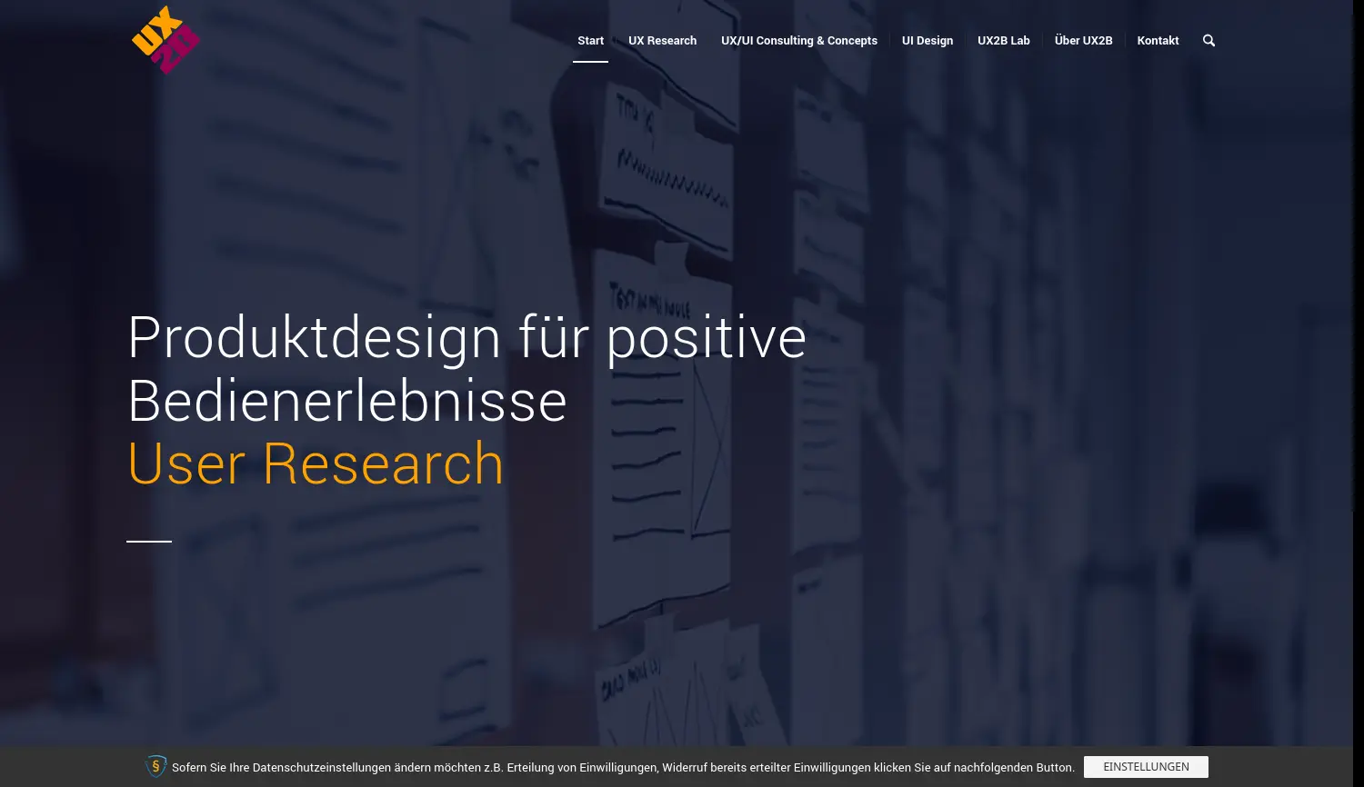 Website der Firma UX2B GmbH