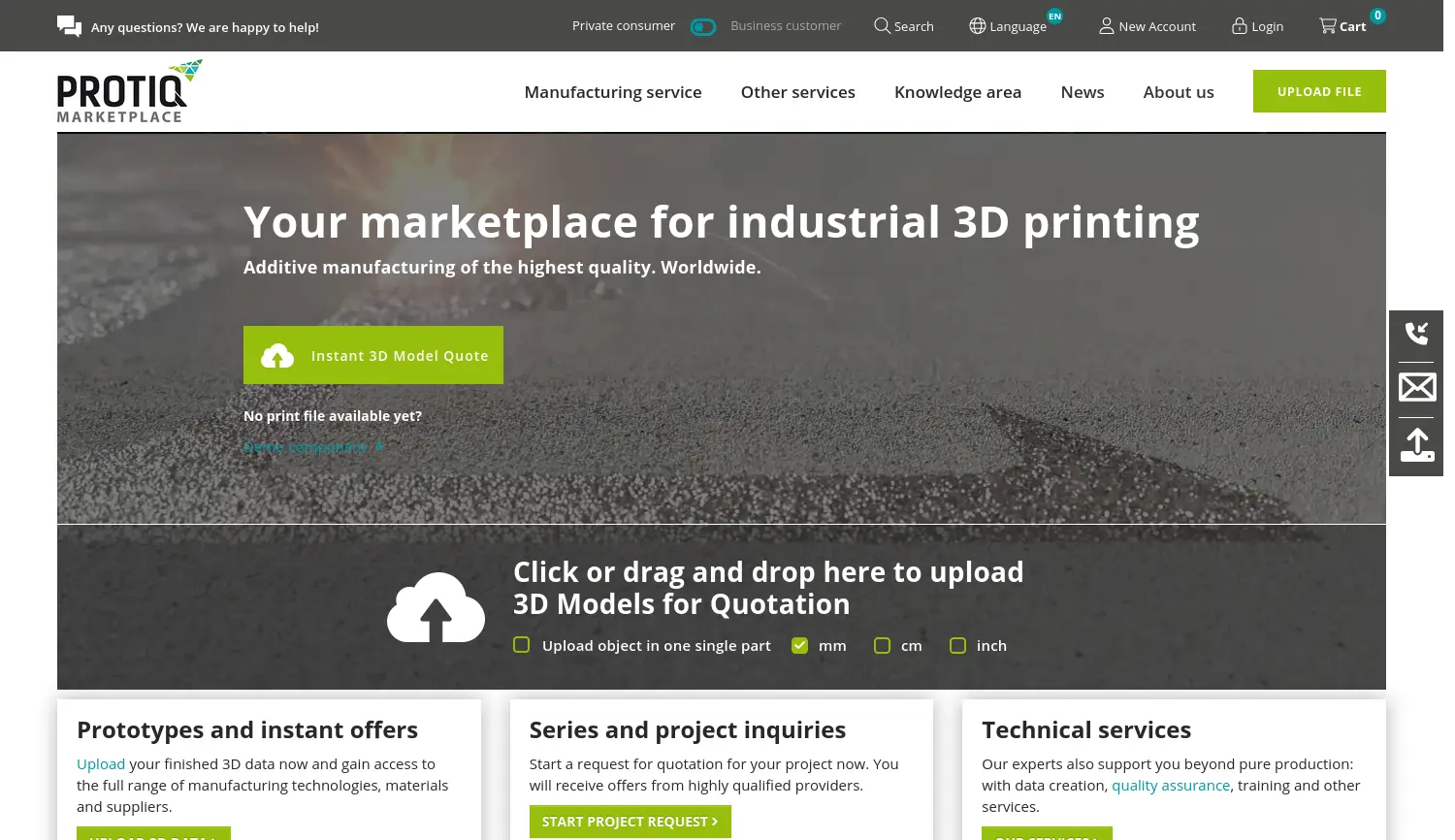 Website der Firma PROTIQ GmbH