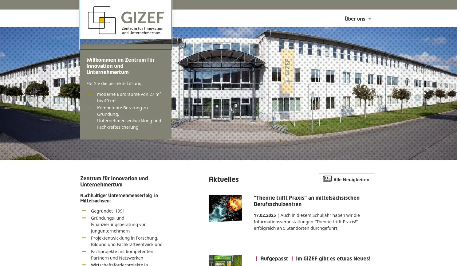 Website der Firma GIZEF GmbH