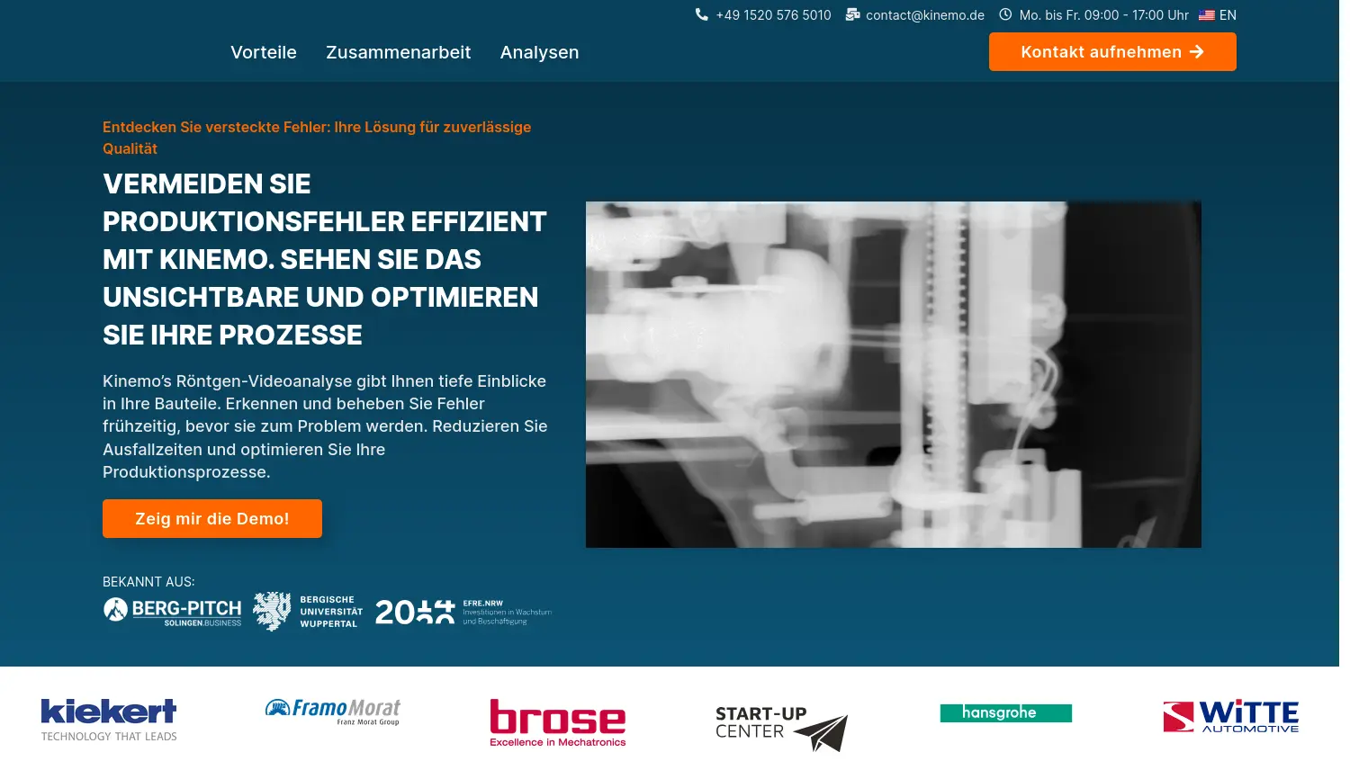 Website der Firma KINEMO GmbH