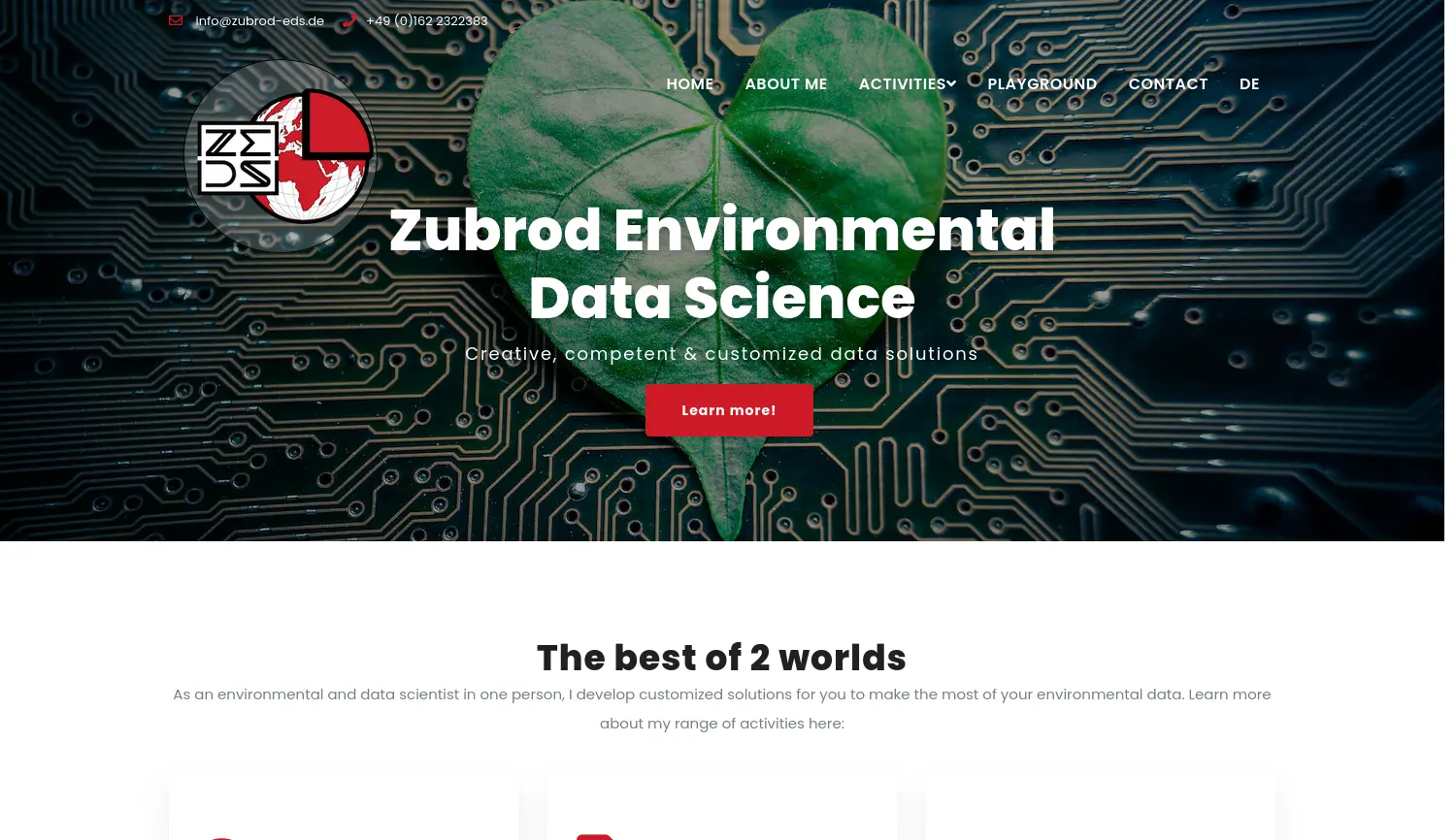 Website der Firma Zubrod Environmental Data Science