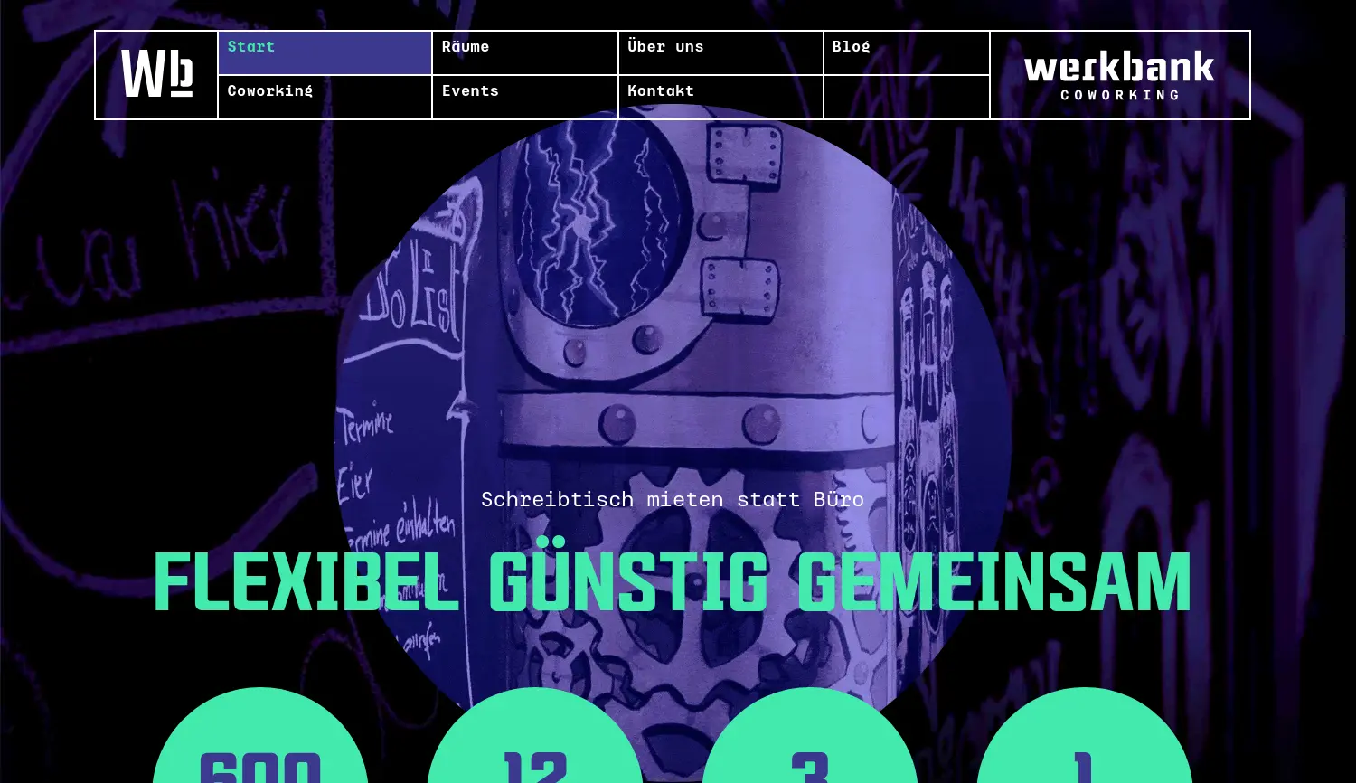 Website der Firma Werkbank – Coworking Heinsberg (vertreten durch die Kreissparkasse Heinsberg)