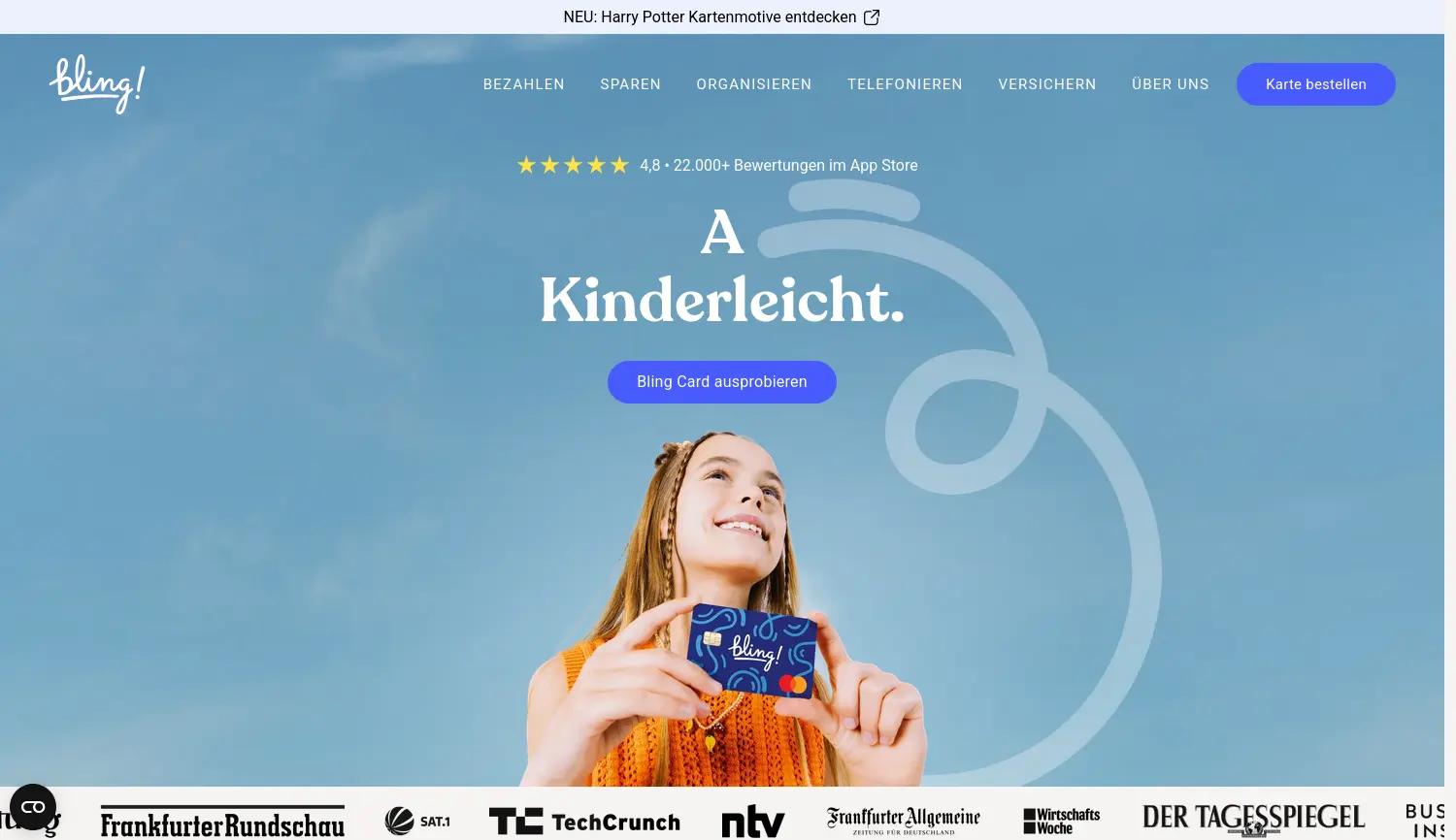 Website der Firma Bling Services GmbH