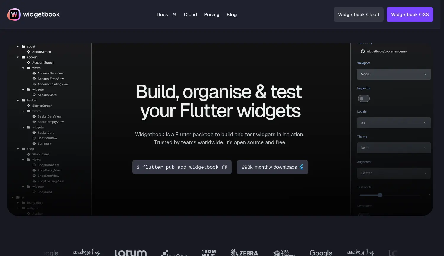 Website der Firma Widgetbook GmbH