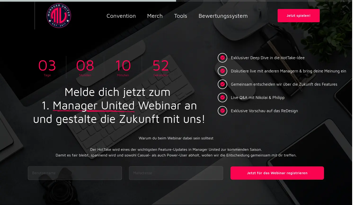 Website der Firma Manager United