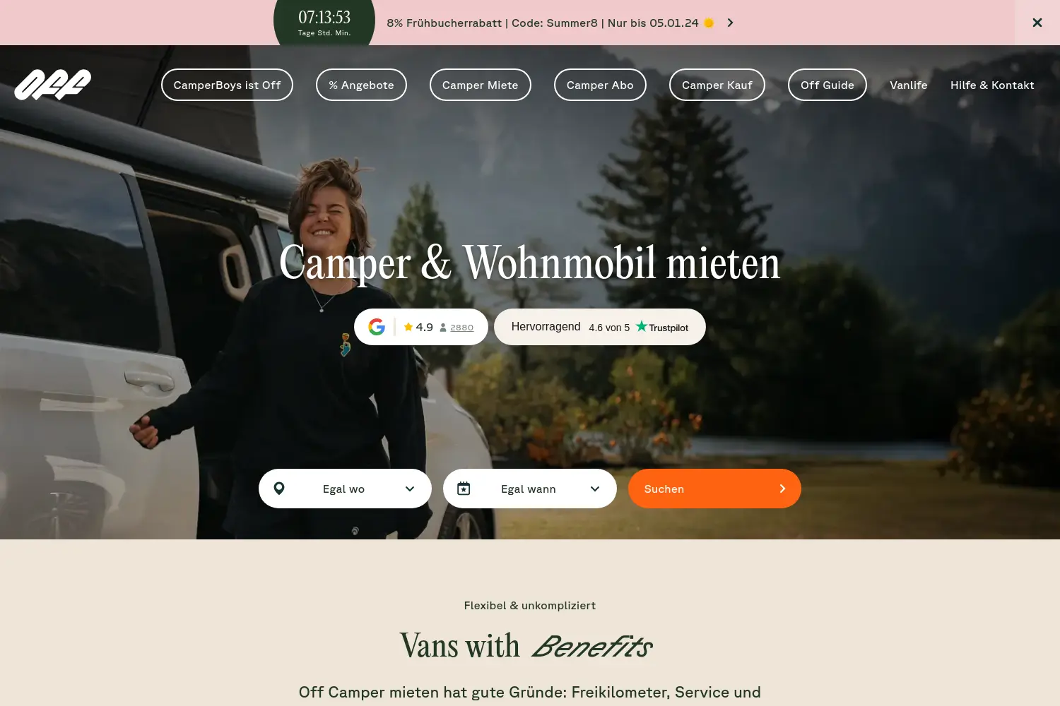 Website der Firma CamperBoys GmbH