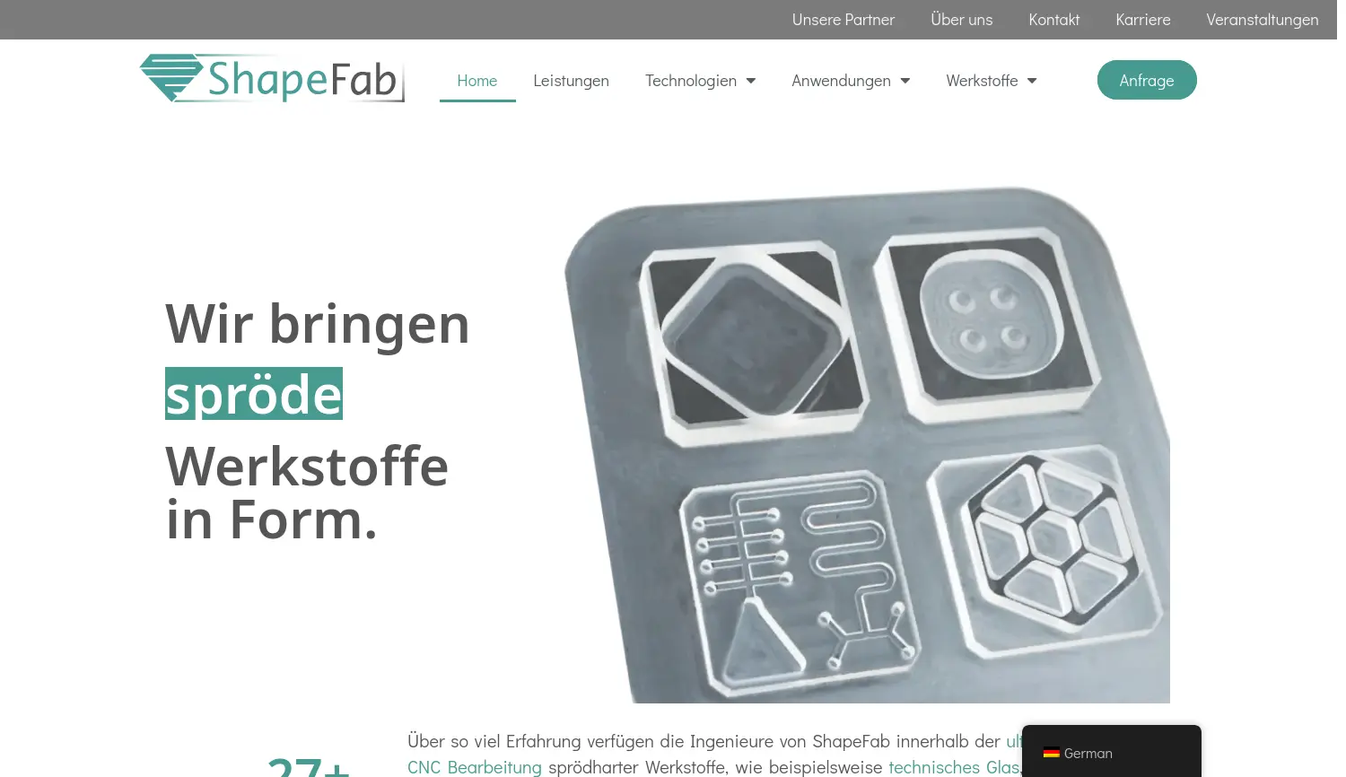 Website der Firma ShapeFab GmbH & Co. KG