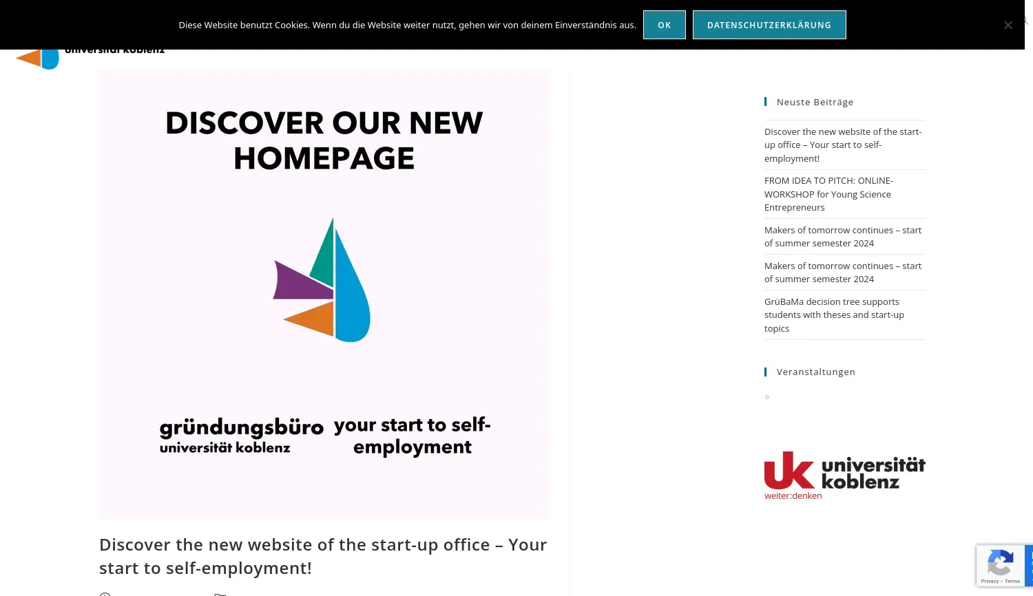 Website der Firma Gründungsbüro der Universität Koblenz-Landau