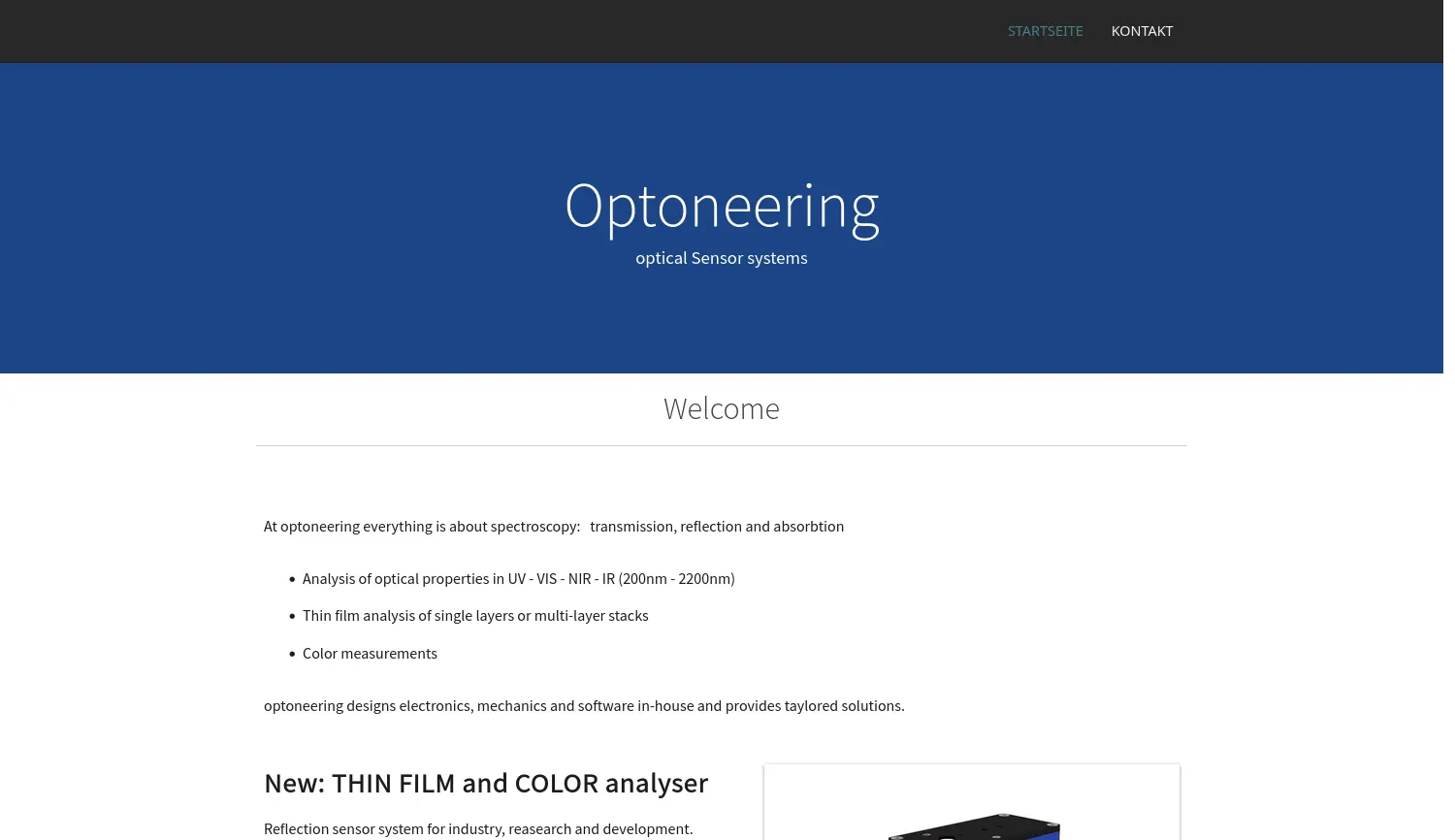 Website der Firma Optoneering GmbH